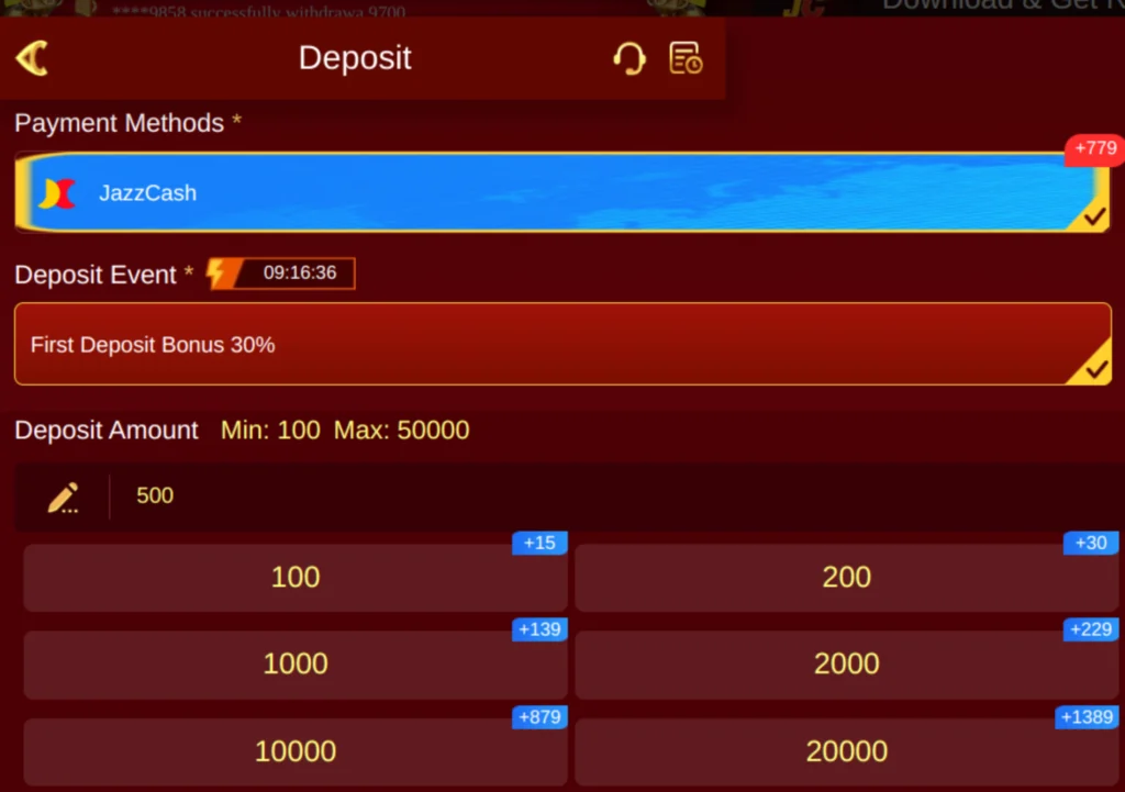 JC92 Game deposit and withdraw