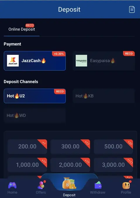 899u Game deposit and withdrawl methods