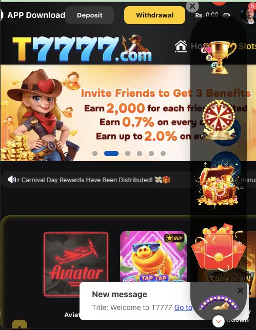 T7777 Game APK homepage