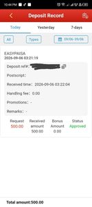 AS8 game deposit proof of Rs 500 approved via Easypaisa