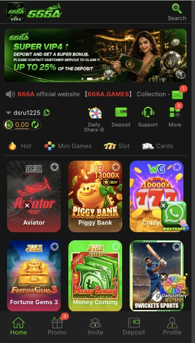 666A Game APK homepage and games available