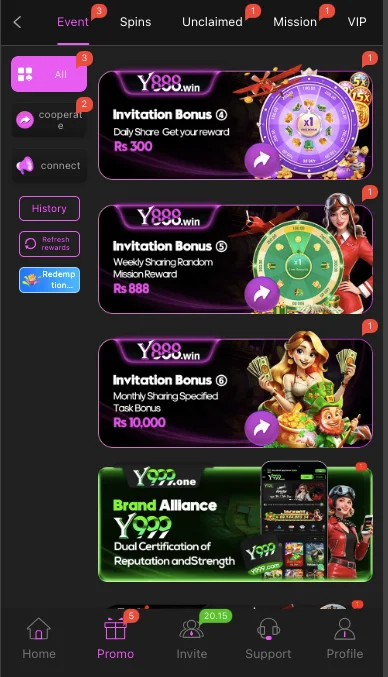 Y888 Game APK bonus and rewards