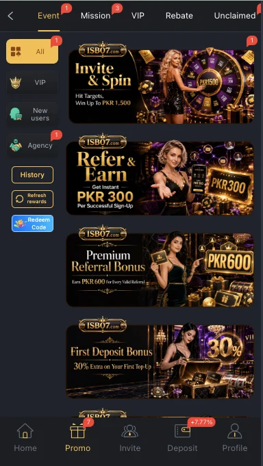 isb07 game apk bonus and rewards, refer and earn bonus