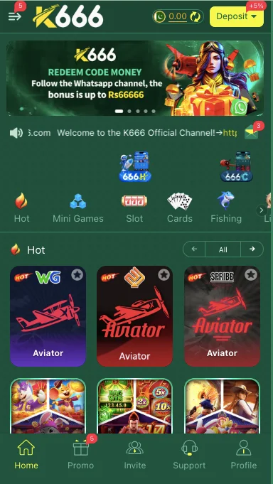 k6666 game home page ui