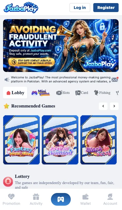 jazba play game homepage screenshot  